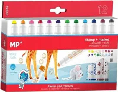 Obrázok produktu pre Feltrové fixky s pečiatkou, 12 farieb 7604 A'12