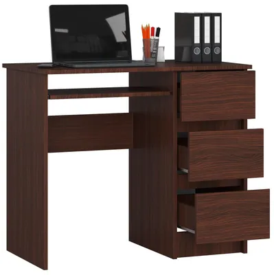 Produktbild von Schreibtisch 90cm mit 3 Schubladen und Tastaturauszug Computertisch Arbeitstisch