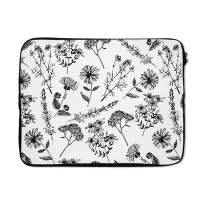 Produktbild von MuchoWow® Laptop Hülle 17 Zoll Laptoptasche Blumen - Kräuter - Muster - Zipper - Schutzabdeckung