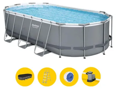 Immagine prodotto di Set completo per piscina Power Steel™ Frame, quadrata, con pompa filtro, scala di sicurezza e telo 549 x 274 x 122 cm, piscina, nuoto, piscine