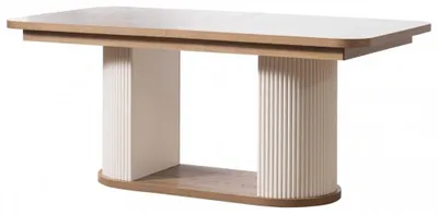 Immagine prodotto di Tavolo da pranzo con 4 sedie, stile moderno, colore marrone e bianco, nuovo, in legno, per sala da pranzo