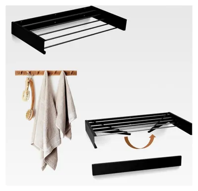 Produktbild von Wand-Wäschetrockner – ausziehbar, für Innen- und Außenbereich. Platzsparender Wäscheständer zur Wandmontage, 25 kg Tragkraft, 70 cm, Anthrazit.