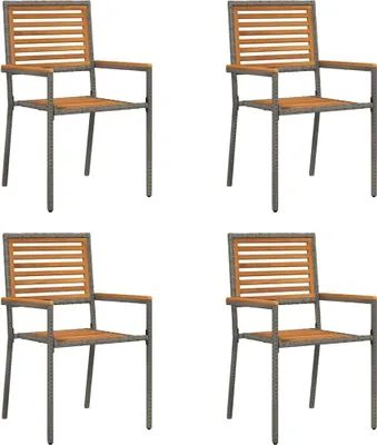 Image de vidaXL Chaises de jardin empilables 4 pcs Marron et Gris