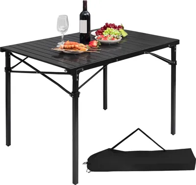 Produktbild von WOLTU Alu Campingtisch, zusammenklappbar tragbar, 104x69x70cm(LxBxH), Schwarz