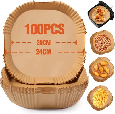 Produktbild von Backpapier für Airfryer 20 cm, 100 Stück, Fettfrei, Wasserfest, für Kochen