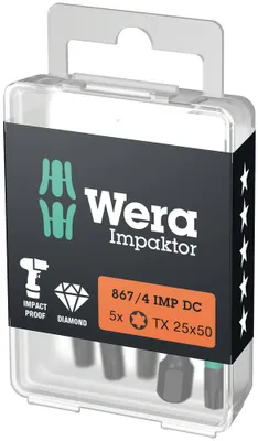 Produktbild von Wera Bit Impaktor T40 Länge 50mm 6-kant 1/4 Zoll diamantbeschichtet 867 / 4 IMP DC DIN3126-D6,3 - 5057667001