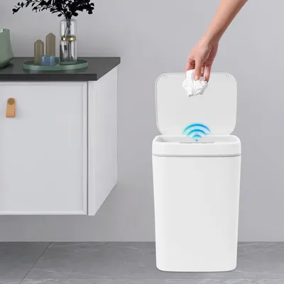 Produktbild von Küche Abfalleimer 16L Sensor Mülleimer Weiß Automatik Müllbehälter Papierkorb Bad Büro