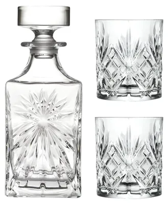 Produktbild von RCR Italia MELODIA Whisky-Set mit Karaffe und 2 Tumblern, facettenreicher Dekorschliff, luftdicht
