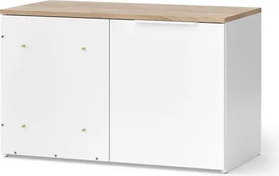 Produktbild von Eckkommode Vicco Wido Weiß/Sonoma 80 x 50 cm mit Tür, Model 51710