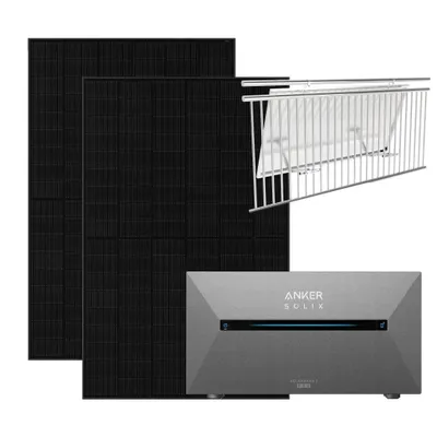 Produktbild von Anker Solix 900W Balkonkraftwerke mit Solarbank 2 Pro mit Halterung für Balkongeländer