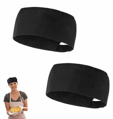 2er-Pack Kochmützen, schwarz, verstellbar, elastisch, für Erwachsene