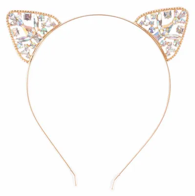Image de Serre-tête chat strass Tiny - Taille unique - Jaune | par Great Pretenders