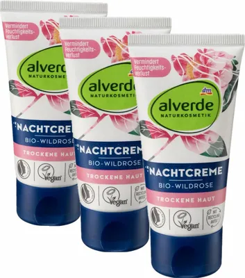 Obrázok produktu pre 3 x alverde Naturkosmetik - Nočný krém / krém na tvár Organic Wild Rose (3 x 50 ml)