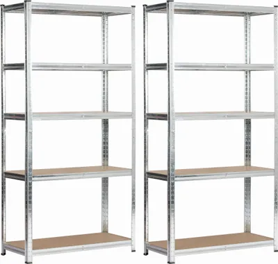 Produktbild von 2er Set Schwerlastregal Silber galvanisiert 80 cm 10 Regalböden B80xH40xT180 cm