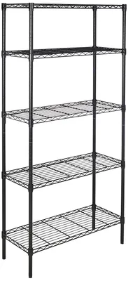 Productafbeelding van Amazon Basics opbergunit met 5 planken, verstelbare legplanken en nivelleerpoten, maximaal gewicht 795 kg, zwart, 36 D x 91 B x 183 H cm
