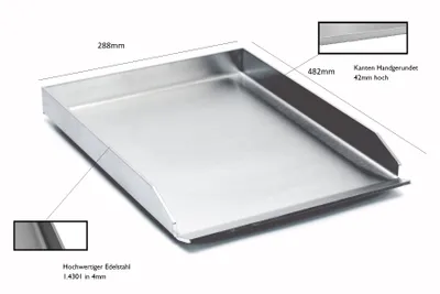 Produktbild von Bratplatten/Planchas für Gastrobräter aus Edelstahl (482 x 288mm)