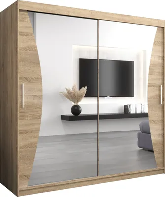 Produktbild von Kleiderschrank, Schiebetürenschrank Schlafzimmer, Schrank mit Spiegel MONACO 200 cm
