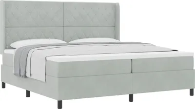 Produktbild von Boxspringbett mit Matratze Hellgrau 200 x 200 cm Samt