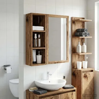 Produktbild von Möbel Badezimmer-Wandschrank Altholz 20 x 16 x 62,5 cm Holzwerkstoff - Badspiegel &4249