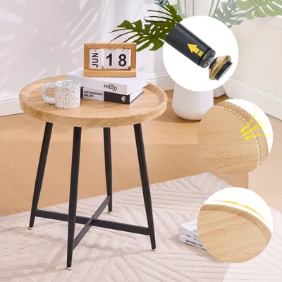 Produktbild von Runder Beistelltisch im minimalistischen Stil, aus Naturholz, 55 x 55 x 60 cm, Naturholz