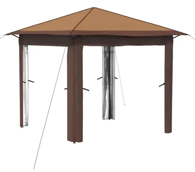 Image de Gazebo sans parois, dimensions 2,6 x 2,6 mètres, couleur beige et marron