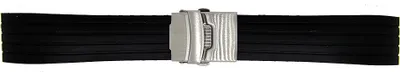 Produktbild von Uhrenarmband Silikon Streifen Schwarz 22mm Faltschließe matt NEU