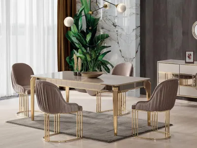 Immagine prodotto di Set moderno per sala da pranzo, composto da: tavolo da pranzo e 4 sedie