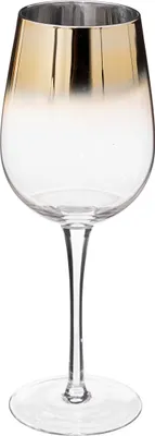 A single wine glass with a gold gradient at the top, set against a white background.