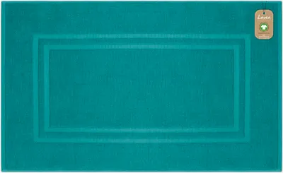 Produktbild von Lavea® Badematte 50x80 cm, Badteppich Bali aus Baumwolle, rutschfester Badvorleger, saugstarker Badezimmerteppich, 100% GOTS Baumwolle, Premium Frottier, Ozeanblau