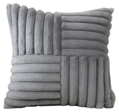 Produktbild von Plüsch-Kissenbezug 45 x 45 cm, weicher Kunstfell-Streifenbezug, maschinenwaschbar, flauschiger Kissenbezug für Sofa, Wohnzimmer, Schlafzimmer