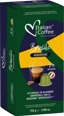 Zdjęcie produktu dla Brasile Monorigine kapsułki aluminiowe do Nespresso - 20 kapsułek