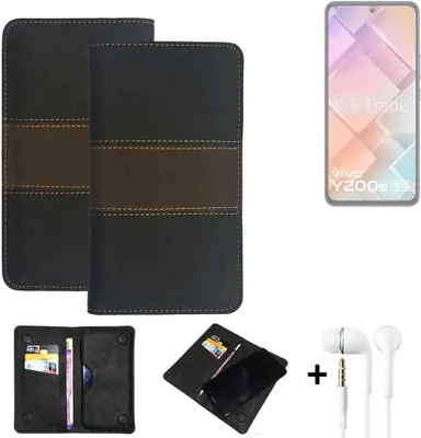 Produktbild von K-S-Trade Handyhülle + Kopfhörer kompatibel mit Vivo Y200e 5G Schutzhülle Walletcase Bookstyle Tasche Schutz Case Hülle Wallet Cover Kunstleder