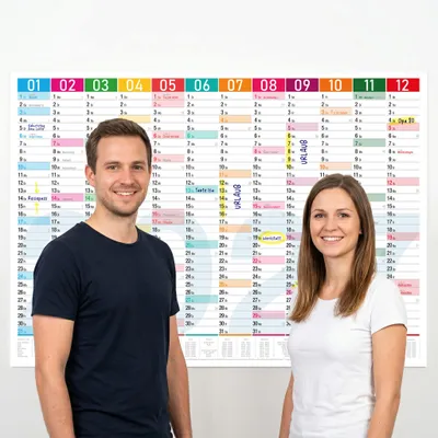 Produktbild von Wandkalender 2027 A1 Color Blocks – Großer Jahresplaner mit Ferienkalender DE & AT große Felder