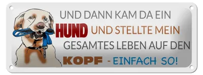 Produktbild von Blechschild Spruch 27x10cm Und dann kam ein Hund und Leben Dekoration