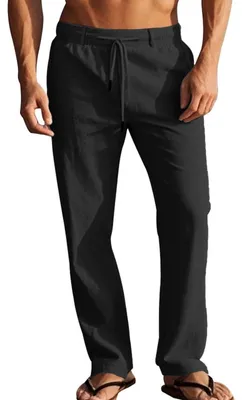 Produktbild von Sporthose Leichtgewicht - Sommerhose Herren - Leinenhose - Freizeithose - Elastischer Bund - Atmungsaktive Baumwolle