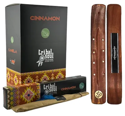 Räucherstäbchen Kaneel, 12 Dosen à 16 g + Tablette