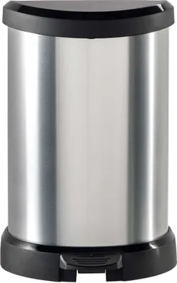 Image de DECOBIN Poubelle 15L avec pédale argent métallique
