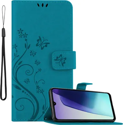 Immagine prodotto di Cadorabo cover per Xiaomi RedMi 14C cover in FLORAL BLUE Cover protettiva con design floreale con chiusura magnetica, funzione stand e slot per carte Book Case Cover