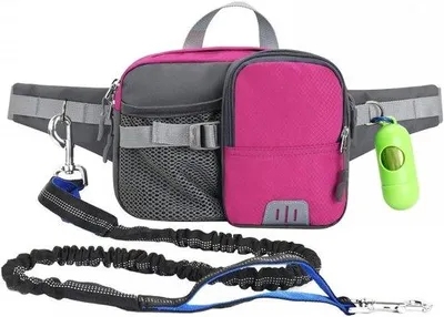 Produktbild von Hundehalsband - handsfree Hundehalsband mit reflektierenden Nieten - Bauchriemen und Kotbeutel-Entleerung für Joggen - Radfahren - Laufen - Wandern