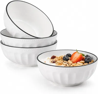 Imagen del producto de Juego de cuencos de cerámica para el desayuno, de 4 piezas, con capacidad de 700 ml, ideales para sopa y helado