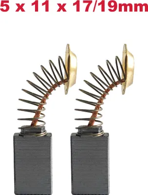 Two carbon brushes with springs and caps, presented against a white background.