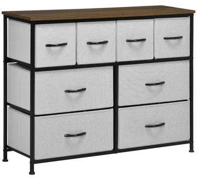 Produktbild von Kommode mit 8 Schubladen und klappbaren Stoffschubladen – schwarzes Stahlgestell – 100 x 30 x 78 cm