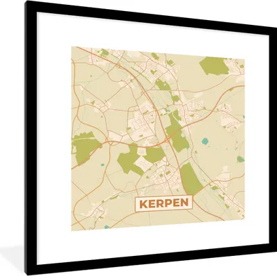 Produktbild von MuchoWow® Gerahmtes Poster Kerpen - Stadtplan - Vintage - Karte 40x40 cm - Poster mit Schwarzem Bilderrahmen Wandposter Rahmen Foto Bilder - Poster - Plakat im Rahmen