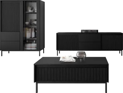 Produktbild von MIRJAN24 Wohnzimmer-Set Ozmi V, Wohnzimmer vom Hersteller (Farbe: Schwarz)
