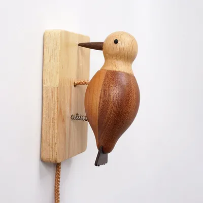 Produktbild von Holz Türklopfer Specht – Dekorative Türklingel aus Buchenholz für Tür