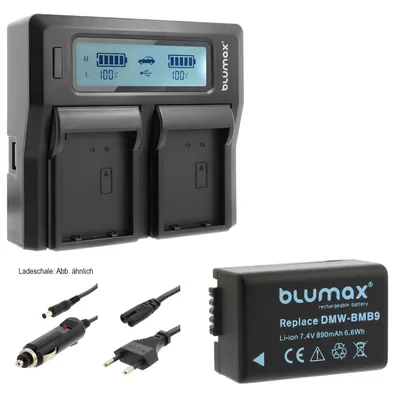 Produktbild von 1x Akku + Lader für Panasonic DMW-BMB9  Lumix  DMC-FZ150, DC-FZ82  890 mAh