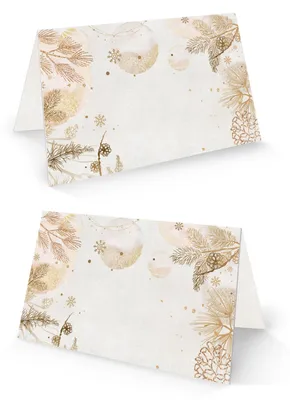 Tafelkärtchen Weihnachten, 25 St., beige-gold, 8,5x5,5 cm