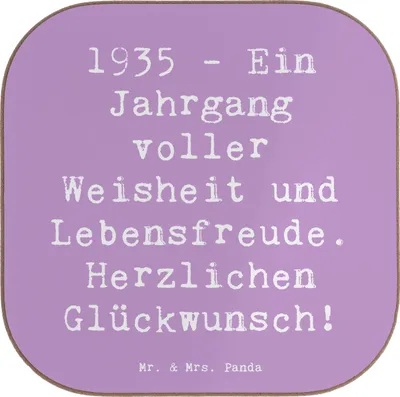 Produktbild von Mr. & Mrs. Panda Untersetzer für Gläser Spruch 1935 Geburtstag - Lavendeltraum - Geschenk, Tischschoner, Geburtstagsgeschenk, Jahrgangsehre, Coaster, gläseruntersetzer
