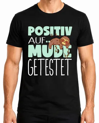 Imagen del producto de Camiseta para hombre, color , talla XXL, con el texto: "Positivo a cansado. Perezoso durmiendo. Mal humor matutino. Divertida."