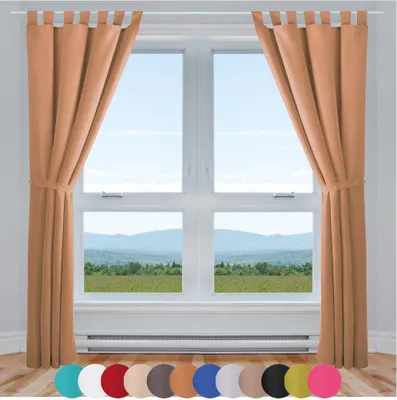 Immagine prodotto di 2x tende Ellen con passanti e ganci (marrone), dimensioni: 140x225cm
